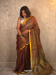 Kasturi Coffee |  Handloom Cotton Saree with Muniya Zari & Tissue Pallu