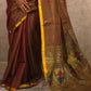 Kasturi Coffee |  Handloom Cotton Saree with Muniya Zari & Tissue Pallu