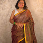 Kasturi Coffee |  Handloom Cotton Saree with Muniya Zari & Tissue Pallu