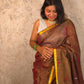 Kasturi Coffee |  Handloom Cotton Saree with Muniya Zari & Tissue Pallu