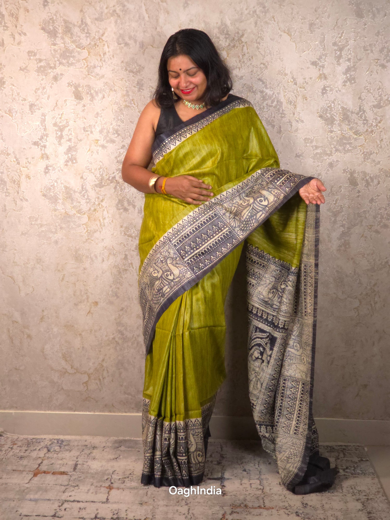 Jahnvi: Pure Silk Madhubani Art Saree (Silk Mark)