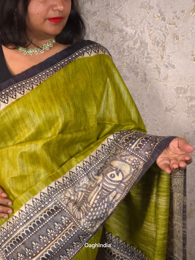 Jahnvi: Pure Silk Madhubani Art Saree (Silk Mark)