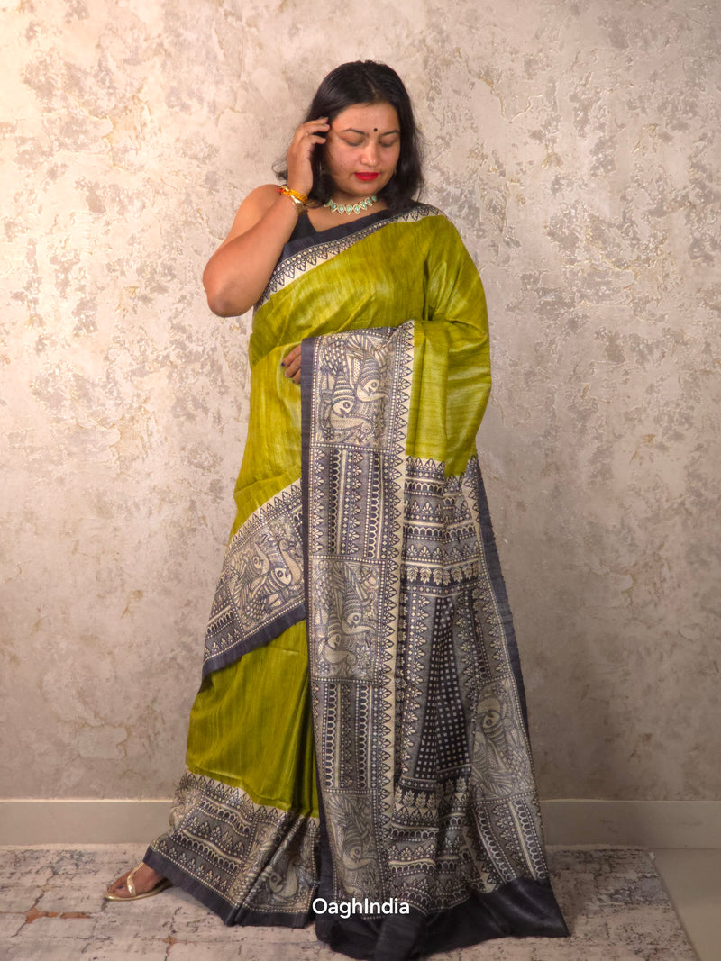 Jahnvi: Pure Silk Madhubani Art Saree (Silk Mark)