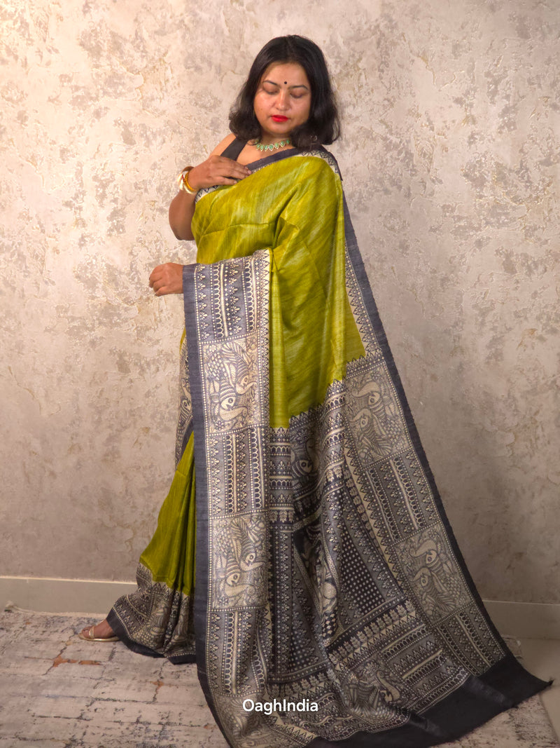 Jahnvi: Pure Silk Madhubani Art Saree (Silk Mark)