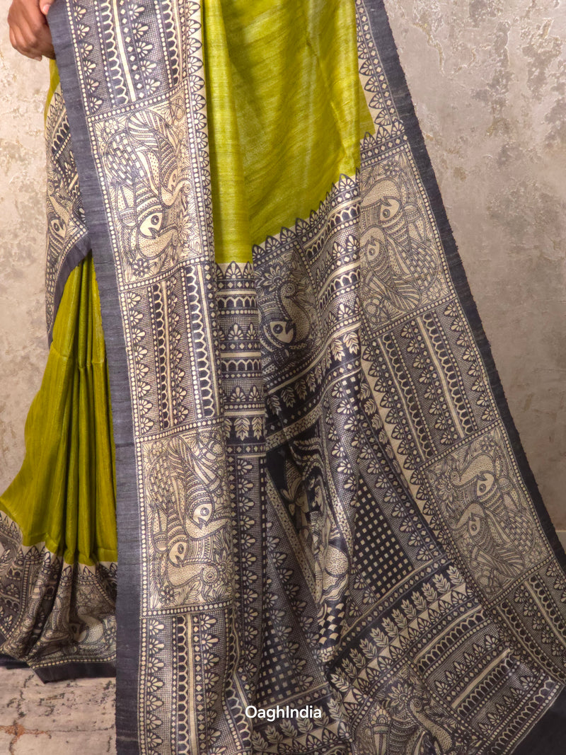 Jahnvi: Pure Silk Madhubani Art Saree (Silk Mark)