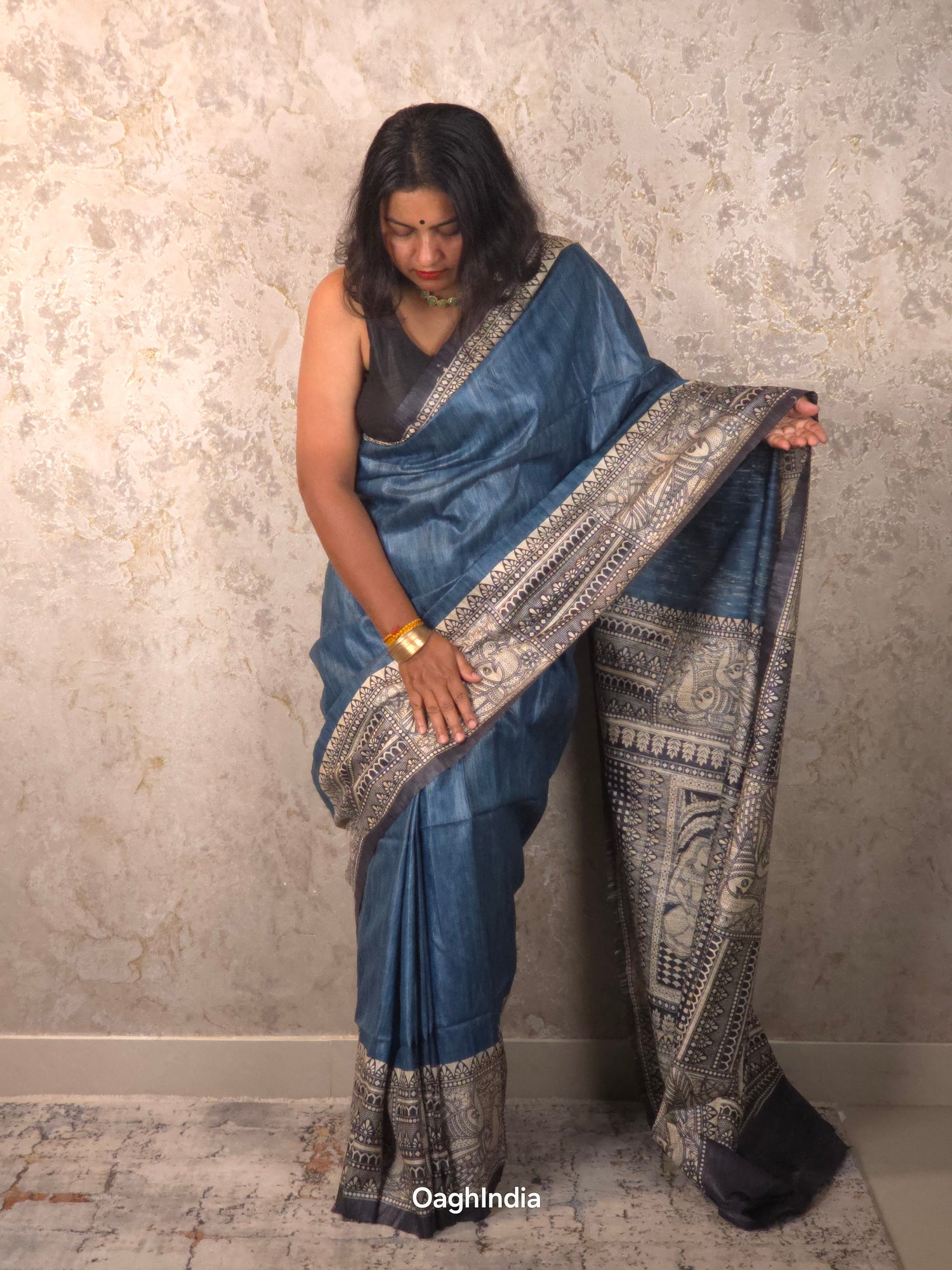 Gauri : Pure Silk Madhubani Art Saree (Silk Mark)