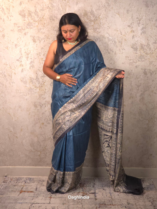 Gauri : Pure Silk Madhubani Art Saree (Silk Mark)