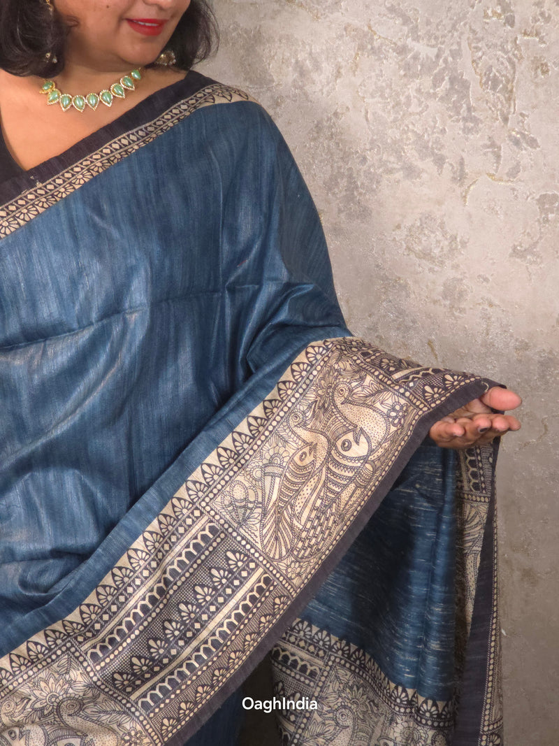 Gauri : Pure Silk Madhubani Art Saree (Silk Mark)