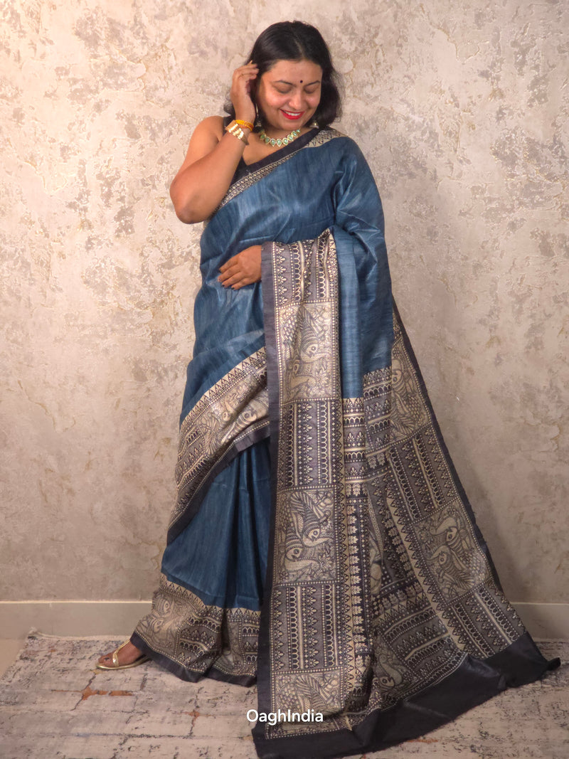 Gauri : Pure Silk Madhubani Art Saree (Silk Mark)