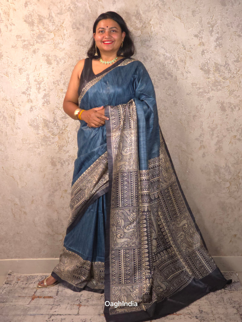 Gauri : Pure Silk Madhubani Art Saree (Silk Mark)
