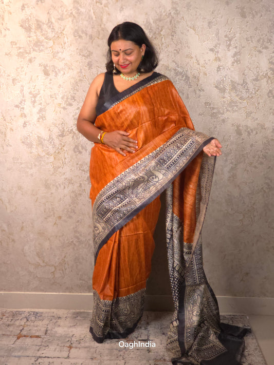 Anusuya : Pure Silk Madhubani Art Saree (Silk Mark)