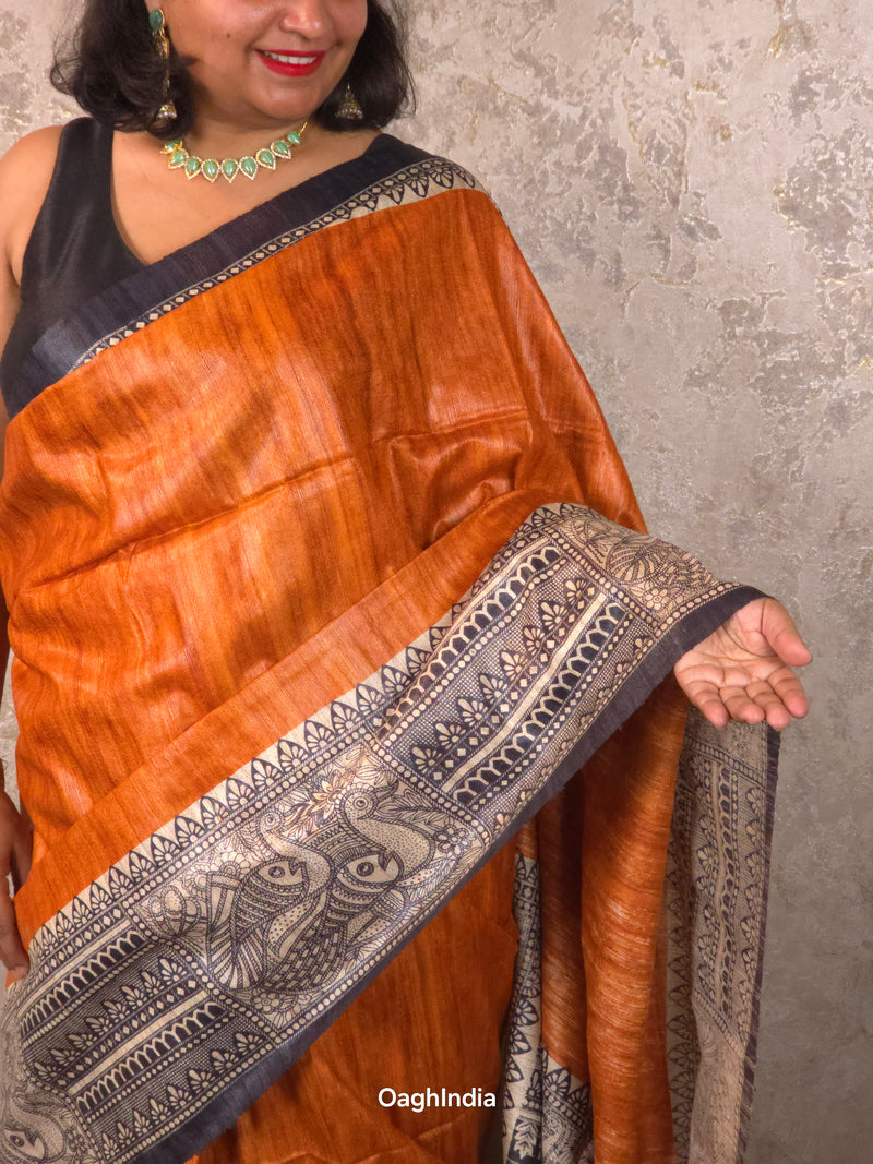 Anusuya : Pure Silk Madhubani Art Saree (Silk Mark)