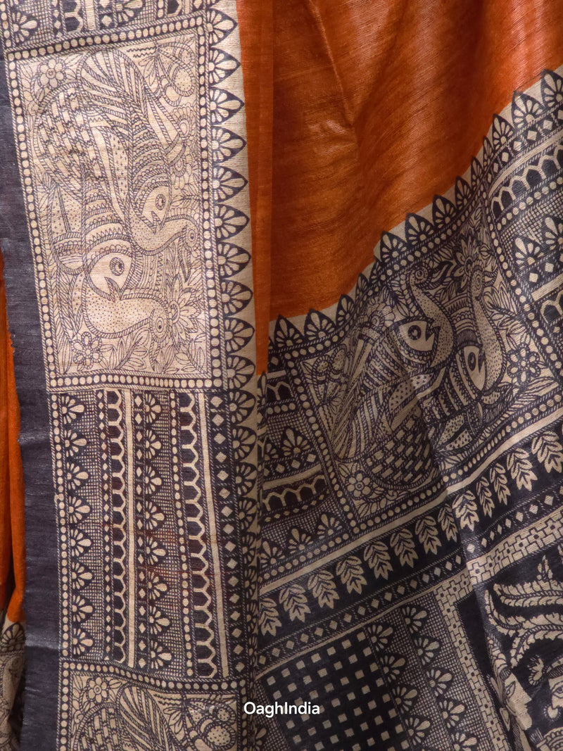 Anusuya : Pure Silk Madhubani Art Saree (Silk Mark)