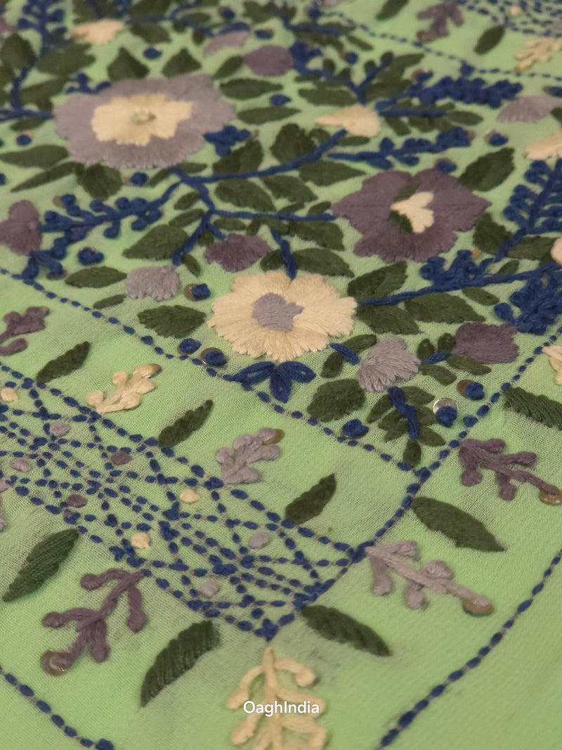 Moringa  – Hand Embroidered Chiffon Kurti Fabric (Floral, 2.5 m) | Unstitched Kurti Fabric