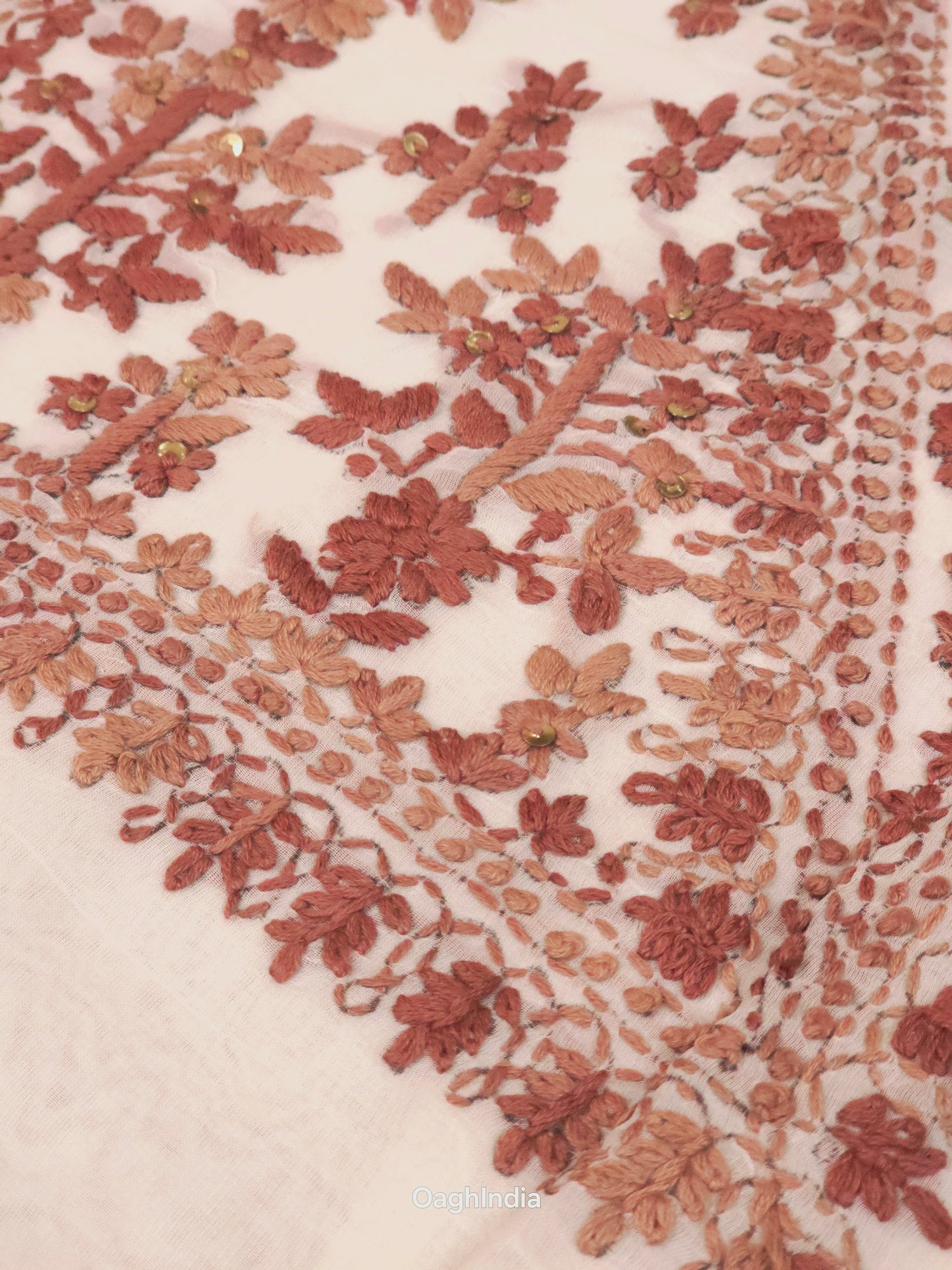 Honeycomb  – Hand Embroidered Chiffon Kurti Fabric (Floral, 2.5 m) | Unstitched Kurti Fabric