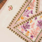 White Blossom – Hand Embroidered Chiffon Kurti Fabric (Floral, 2.5 m) | Unstitched Kurti Fabric