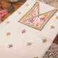 White Blossom – Hand Embroidered Chiffon Kurti Fabric (Floral, 2.5 m) | Unstitched Kurti Fabric