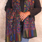Oagh Women's Jamawar Shawl, Faux Pashmina, Dark Night