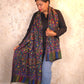 Oagh Women's Jamawar Shawl, Faux Pashmina, Dark Night