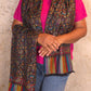 Oagh Women's Jamawar Shawl, Faux Pashmina, Midnight Black