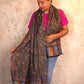 Oagh Women's Jamawar Shawl, Faux Pashmina, Midnight Black