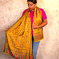 Oagh Women's Jamawar Shawl, Faux Pashmina, Mustard Yellow