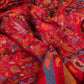 Oagh Women's Jamawar Shawl, Faux Pashmina, Dark Red