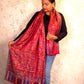 Oagh Women's Jamawar Shawl, Faux Pashmina, Dark Red