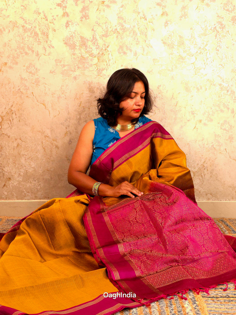 Manjal (Kungumam): Kanjivaram Heritage Saree