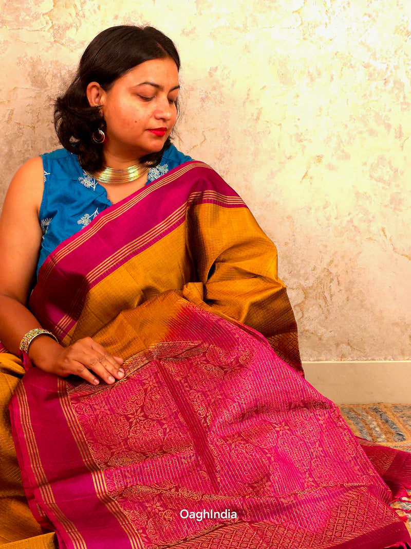 Manjal (Kungumam): Kanjivaram Heritage Saree