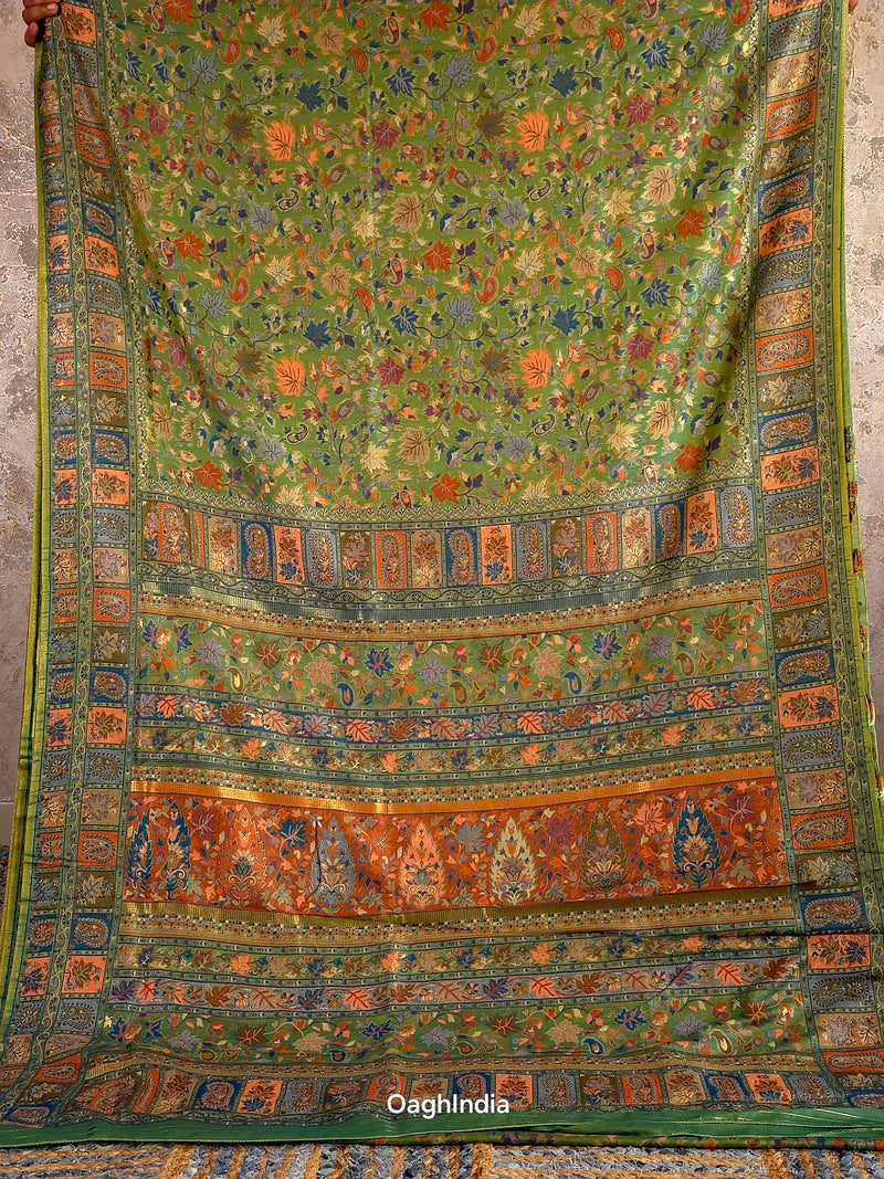 Parijat -  Light Green : Kashmiri Heritage Saree