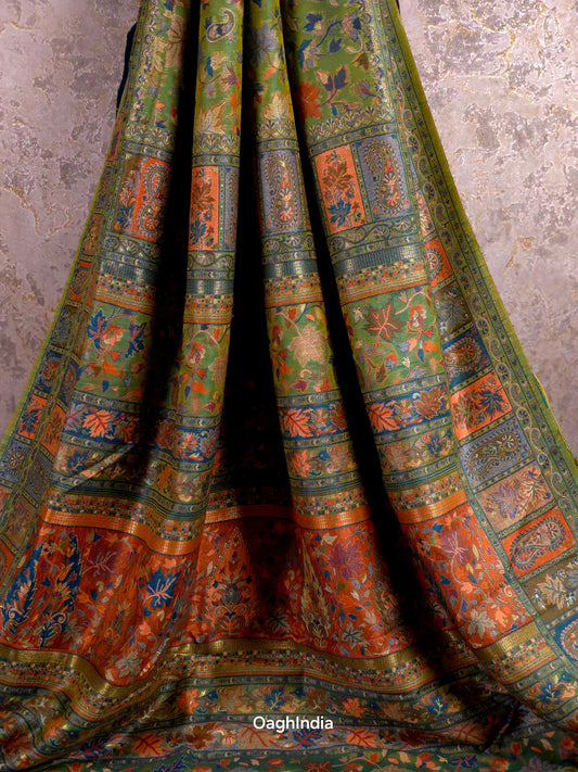 Parijat -  Light Green : Kashmiri Heritage Saree