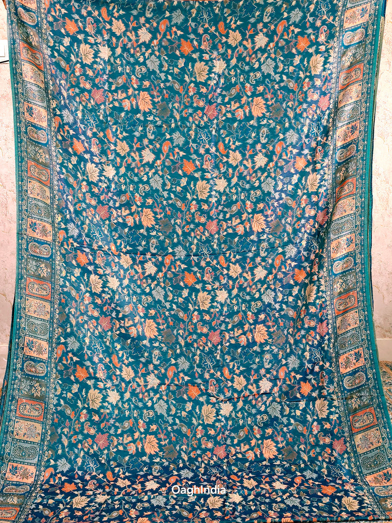 Parijat - Peacock Blue Dual Tone : Kashmiri Heritage Saree