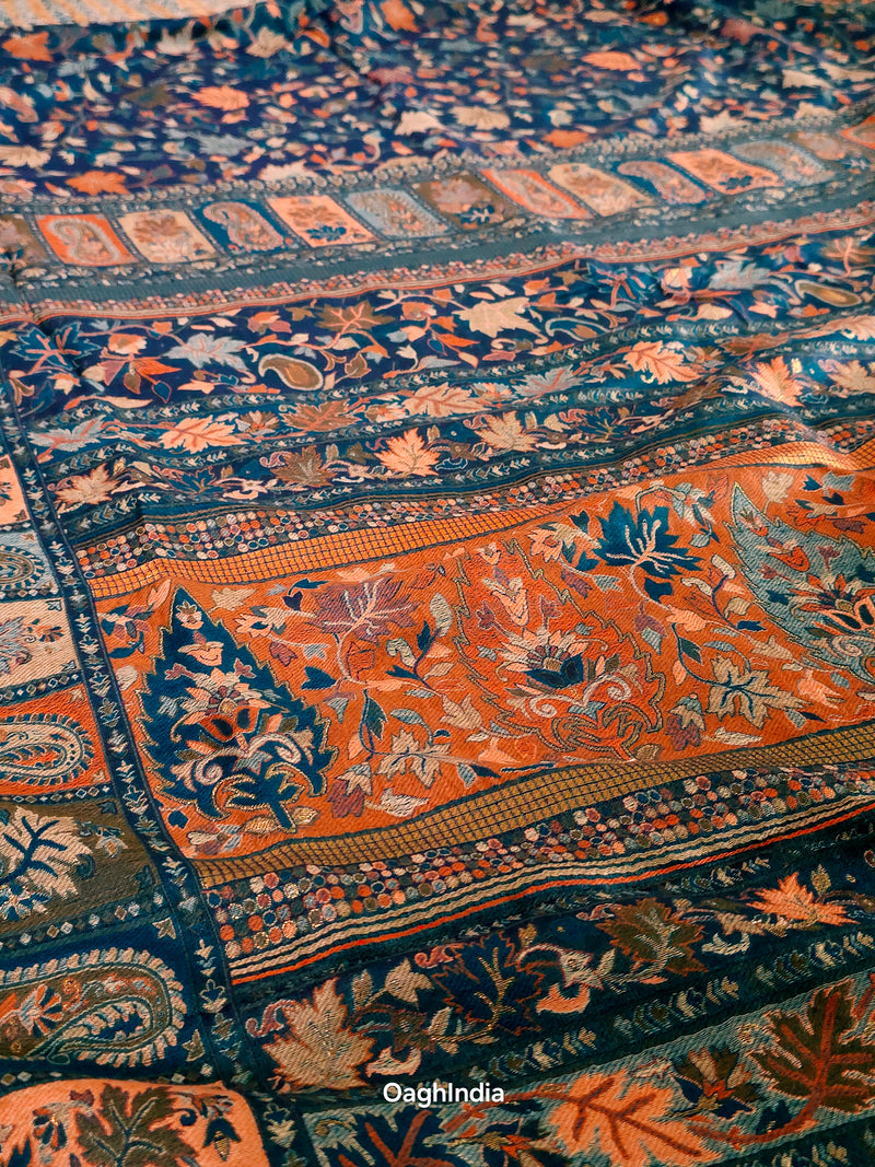 Parijat - Peacock Blue Dual Tone : Kashmiri Heritage Saree
