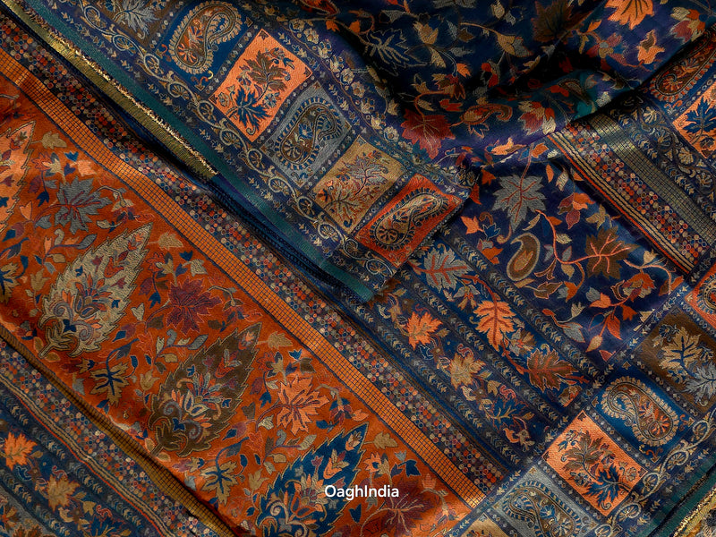 Parijat - Peacock Blue Dual Tone : Kashmiri Heritage Saree