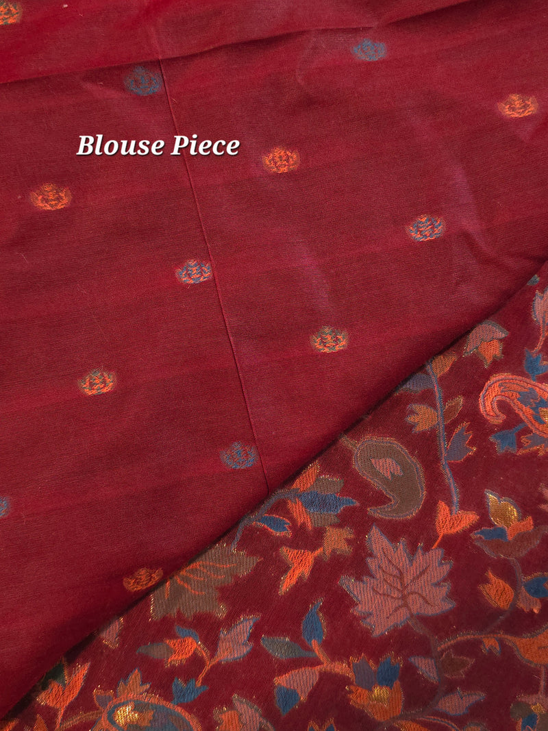Parijat - Maroon Monochrome : Kashmiri Heritage Saree