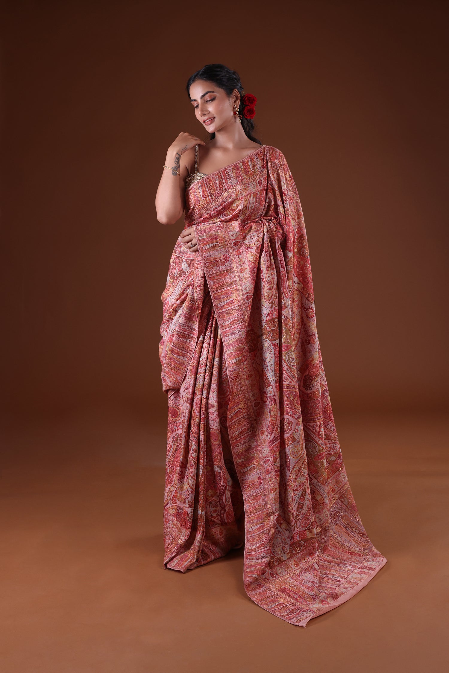 Kong Posh (Blush Pink): Authentic Kashmiri Heritage Saree