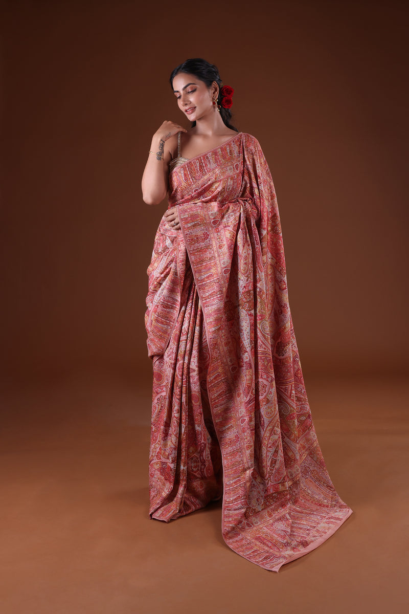 Kong Posh (Blush Pink): Authentic Kashmiri Heritage Saree