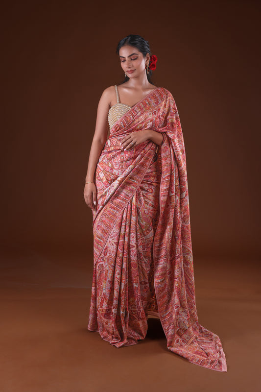 Kong Posh (Blush Pink): Authentic Kashmiri Heritage Saree