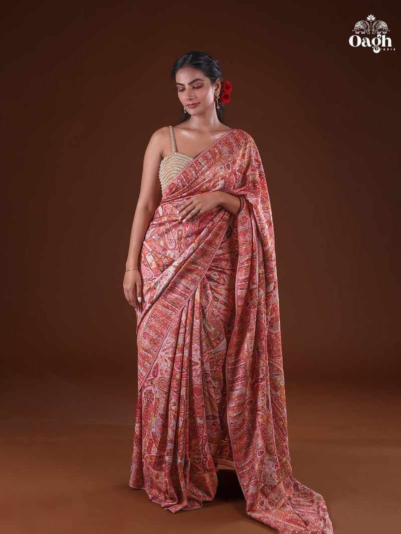 Kong Posh (Blush Pink): Authentic Kashmiri Heritage Saree