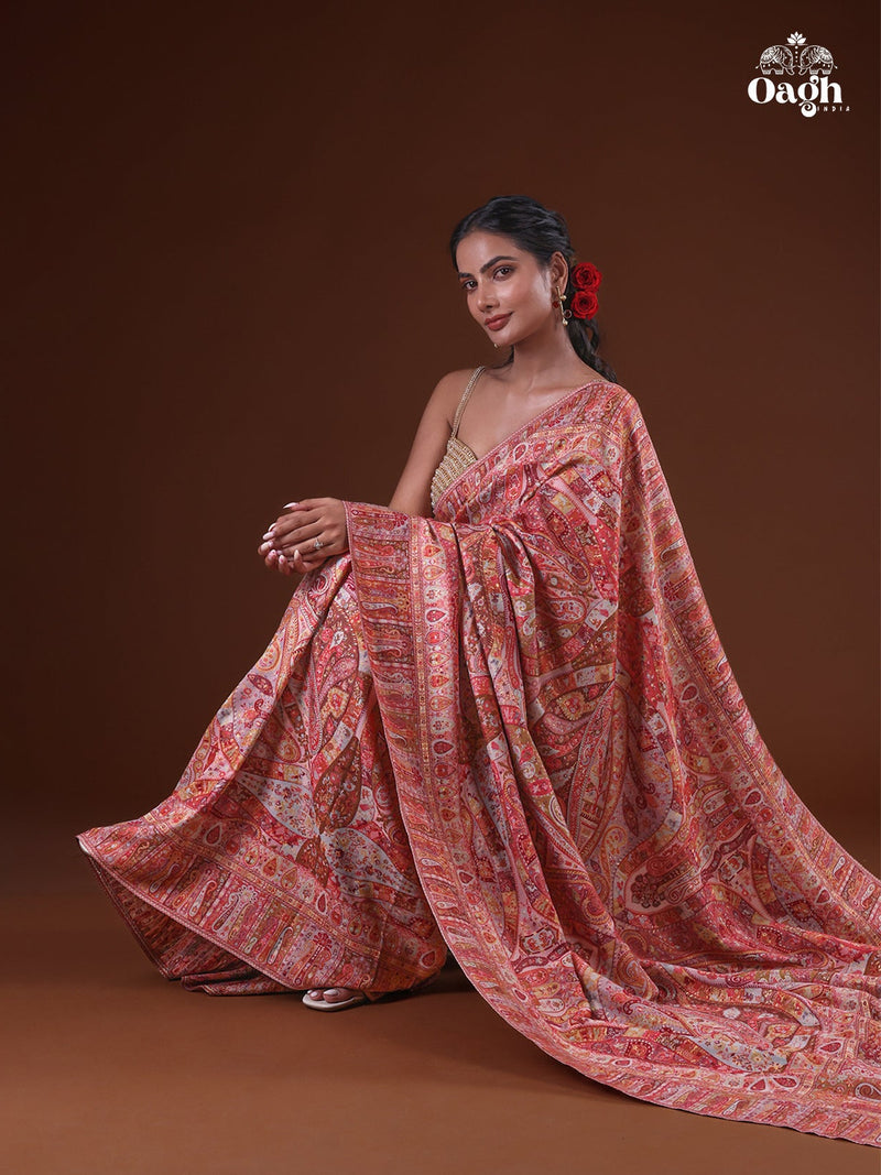 Kong Posh (Blush Pink): Authentic Kashmiri Heritage Saree