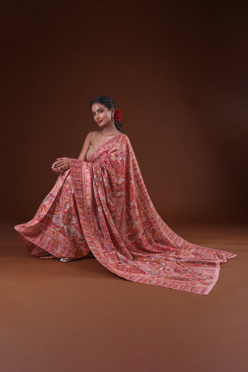 Kong Posh (Blush Pink): Authentic Kashmiri Heritage Saree