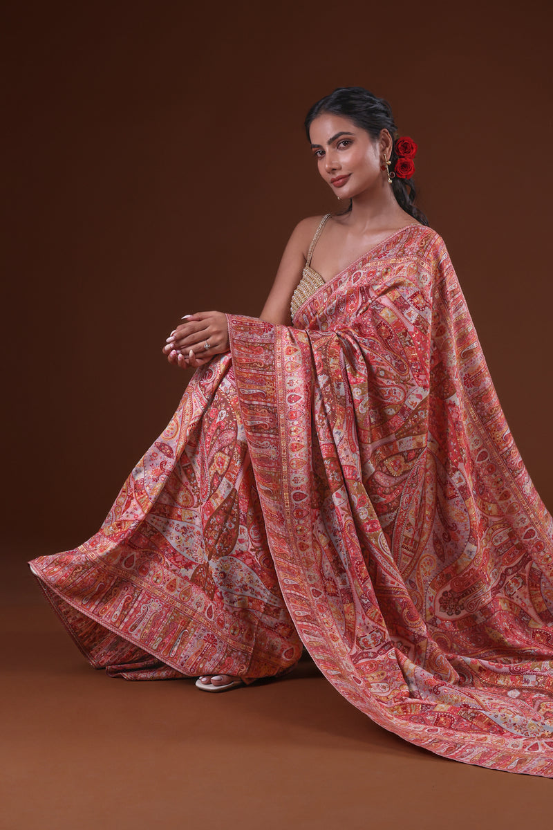 Kong Posh (Blush Pink): Authentic Kashmiri Heritage Saree
