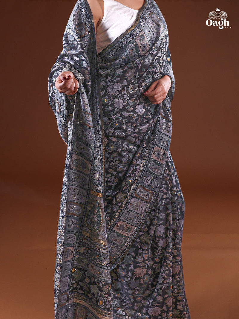 Parijat - Monochrome : Authentic Kashmiri Saree