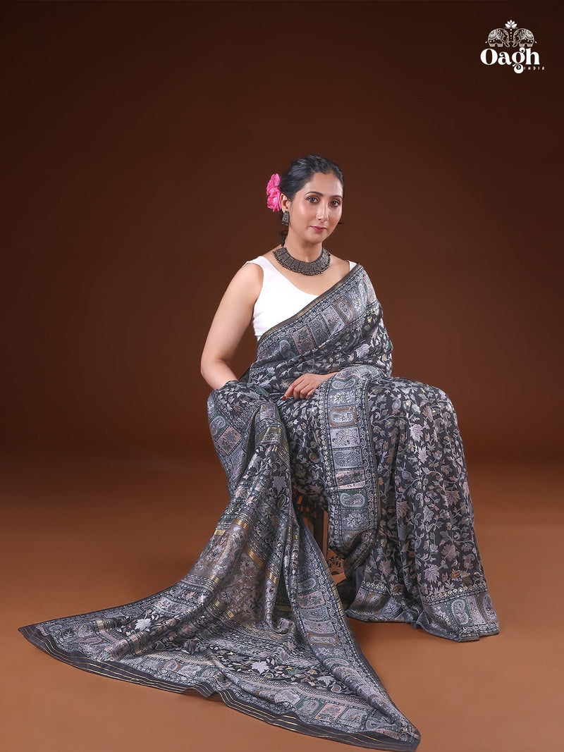 Parijat - Monochrome : Authentic Kashmiri Saree