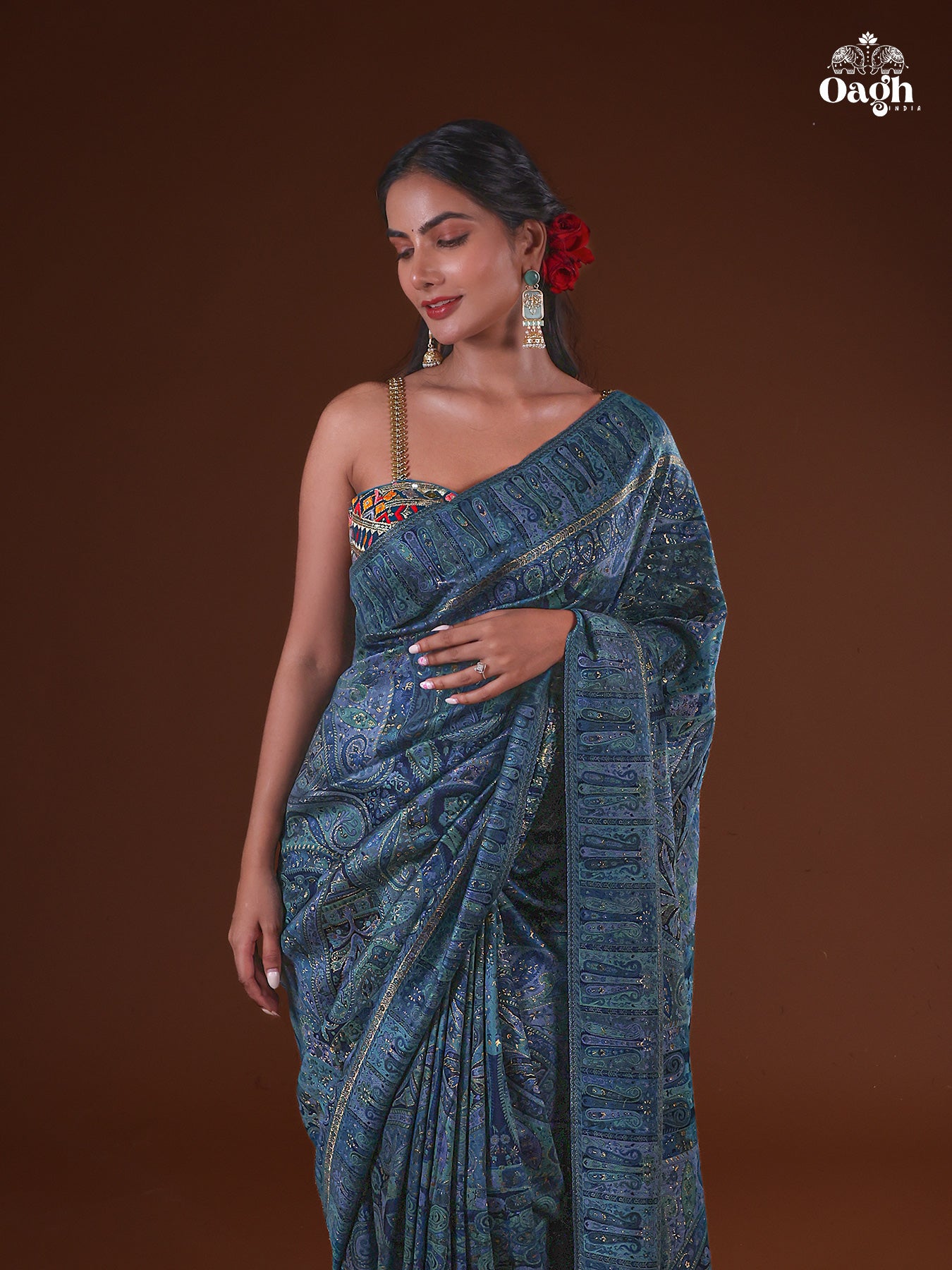 Kong Posh (Moonlight): Authentic Kashmiri Saree