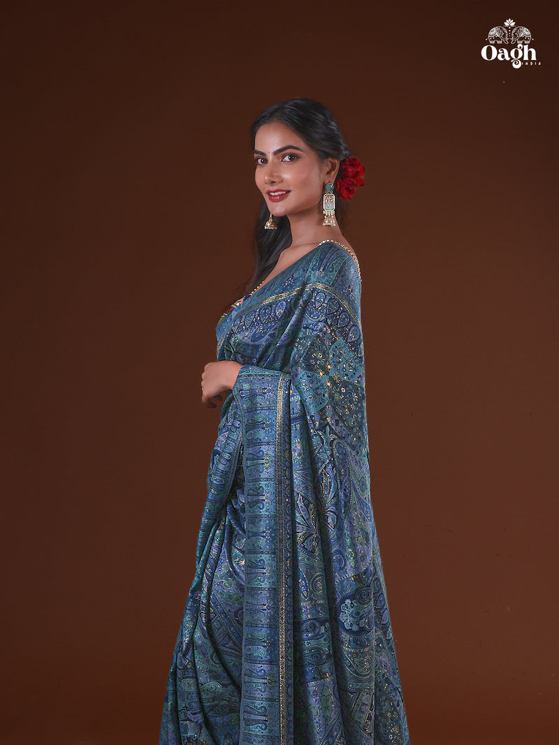 Kong Posh (Moonlight): Authentic Kashmiri Saree