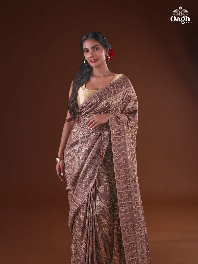 Kong Posh (Dusk): Authentic Kashmiri Saree