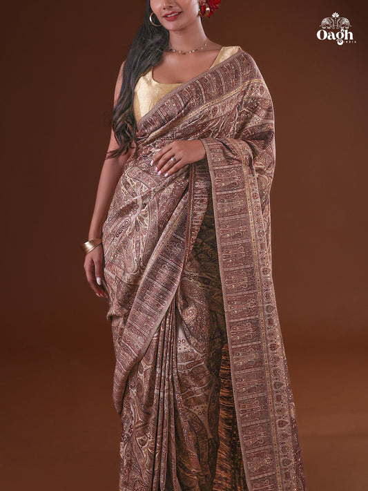 Kong Posh (Dusk): Authentic Kashmiri Saree
