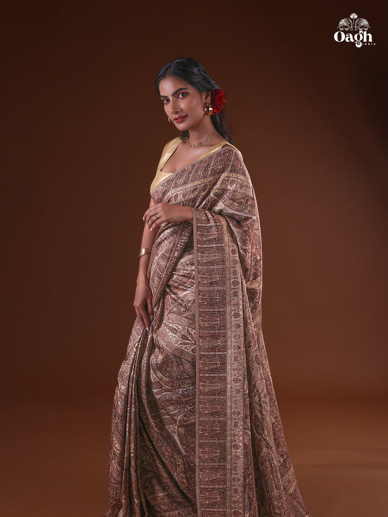 Kong Posh (Dusk): Authentic Kashmiri Saree